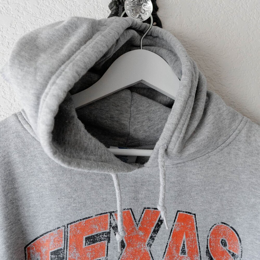 Vintage NCAA Texas Longhorns Hoodie | Men’s 2XL Gray University of TX Sweatshirt - Picture 4 of 9
